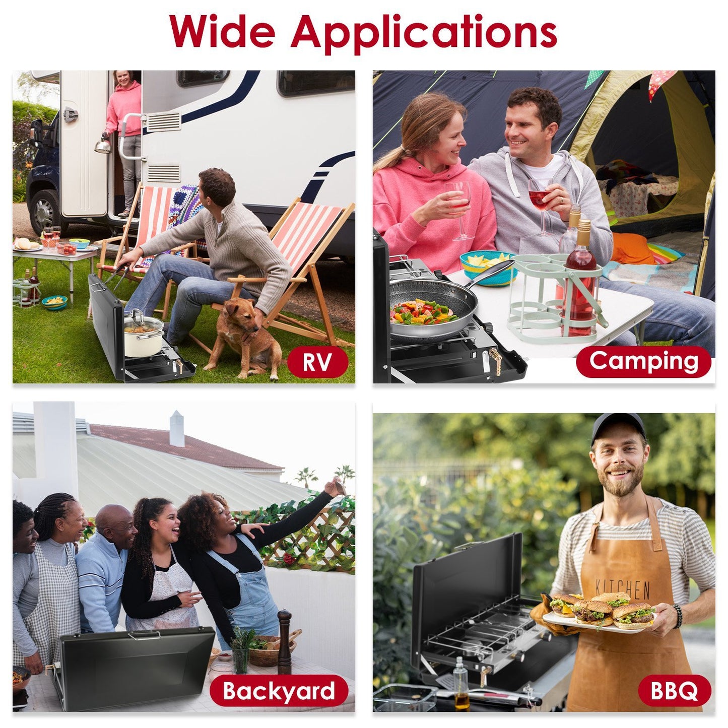 3 Burner Camping Stove 20000 BTU Portable Foldable Propane Stove With Toast Tray Windshield Portable Handle Outdoor Cooking Gas Stove For RV Camping BBQ Picnic