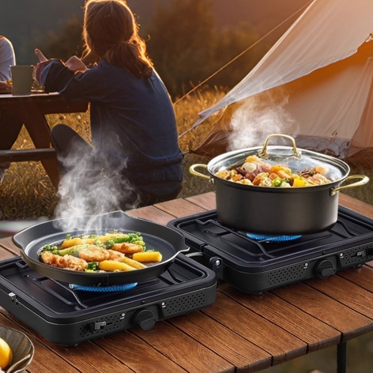 Portable Gas Stove Double Burner Outdoor Picnic Cooking