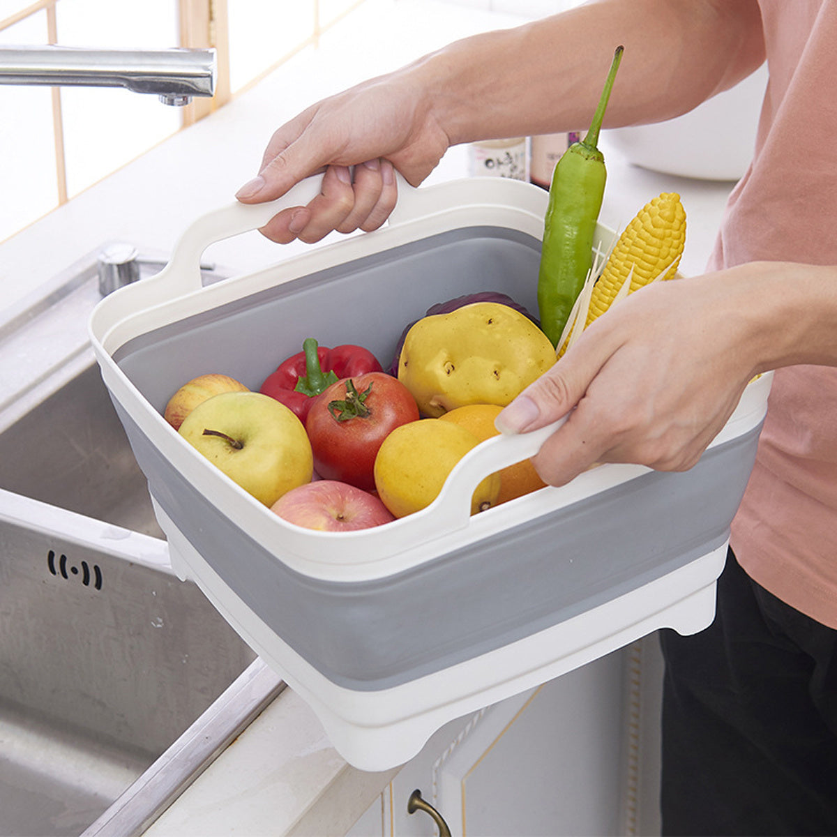 Foldable sink storage basket Portable vegetable sink