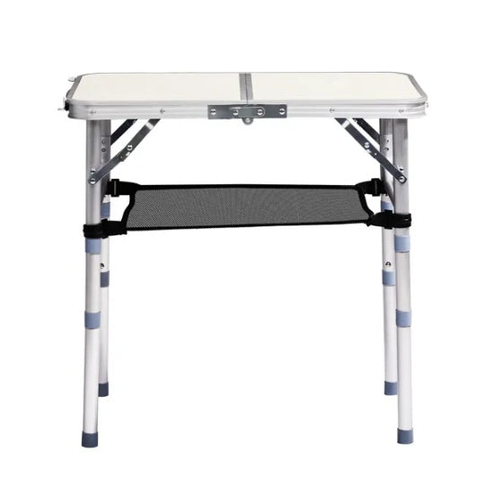 Outdoor Folding Camping Table, 2ft Portable Pinic Table With 3 Adjustable Height, Small Aluminum Foldable Lightweight Patio Side Table With Carry Handle For Outdoor Indoor Hiking Camp BBQ Beach, White
