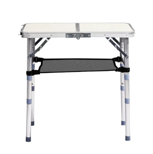 Outdoor Folding Camping Table, 2ft Portable Pinic Table With 3 Adjustable Height, Small Aluminum Foldable Lightweight Patio Side Table With Carry Handle For Outdoor Indoor Hiking Camp BBQ Beach, White