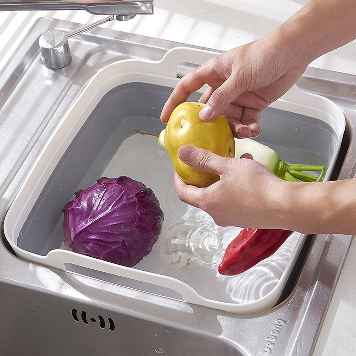 Foldable sink storage basket Portable vegetable sink