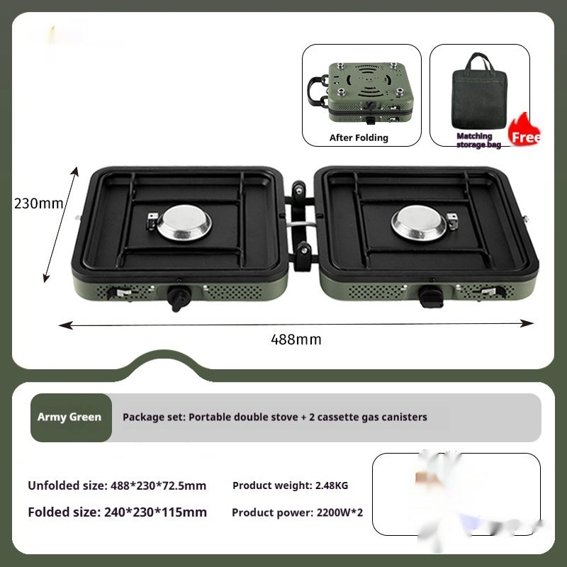 Portable Gas Stove Double Burner Outdoor Picnic Cooking