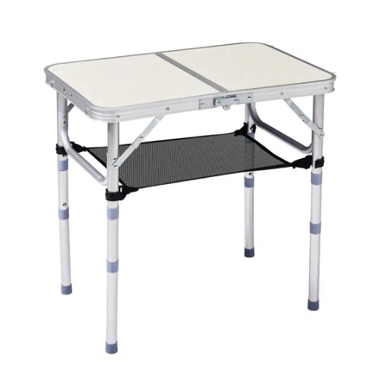Outdoor Folding Camping Table, 2ft Portable Pinic Table With 3 Adjustable Height, Small Aluminum Foldable Lightweight Patio Side Table With Carry Handle For Outdoor Indoor Hiking Camp BBQ Beach, White